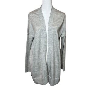 Ann Taylor Loft Lightweight Wool Blend Open Front Cardigan Sweater Gray Small